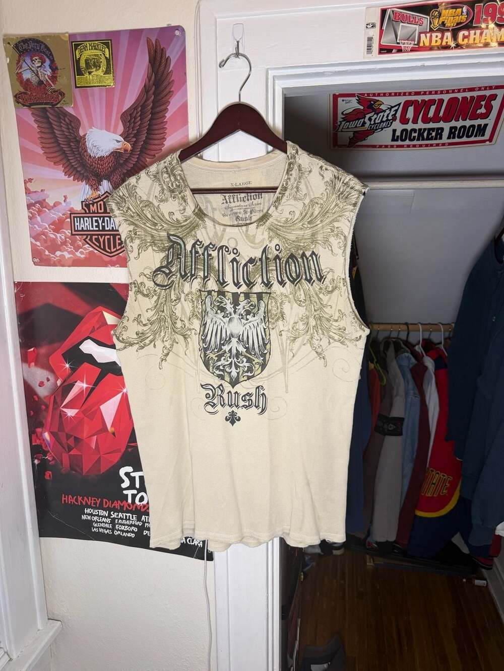 Vintage Affliction Georges St-Pierre Rush Y2K Thermal Muscle Tank Top